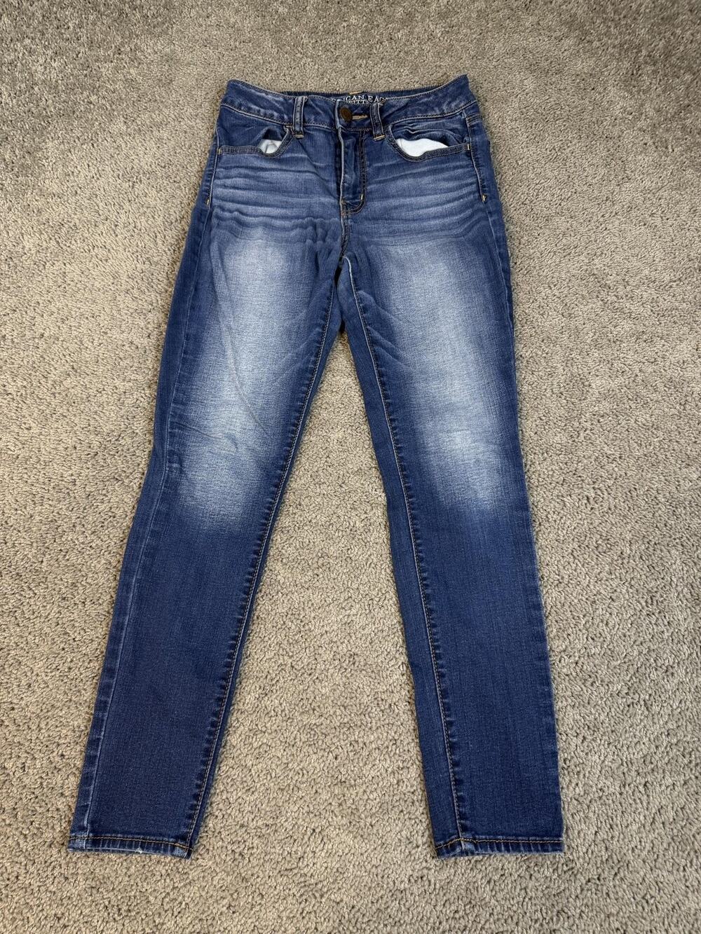 American Eagle Jeans Womens 6 Short Blue Hi-Rise Jegging Skinny Super Stretch